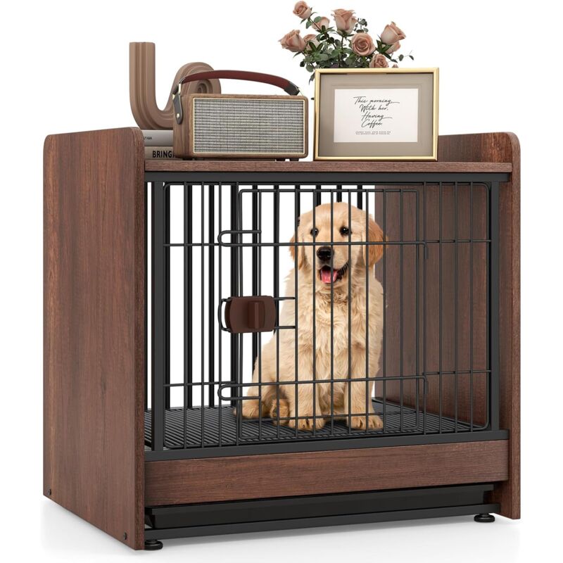 foto del prodotto costway gabbia per cani, cuccia per cani da interno con vassoio rimovibile e porta bloccabile, casetta per cani di taglia piccola e media, 62 x