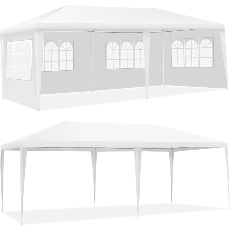 foto del prodotto costway gazebo da giardino 6 x 3 m, tendone per feste con 4 pareti rimovibili, impermeabile protezione uv, per matrimonio eventi e barbecue