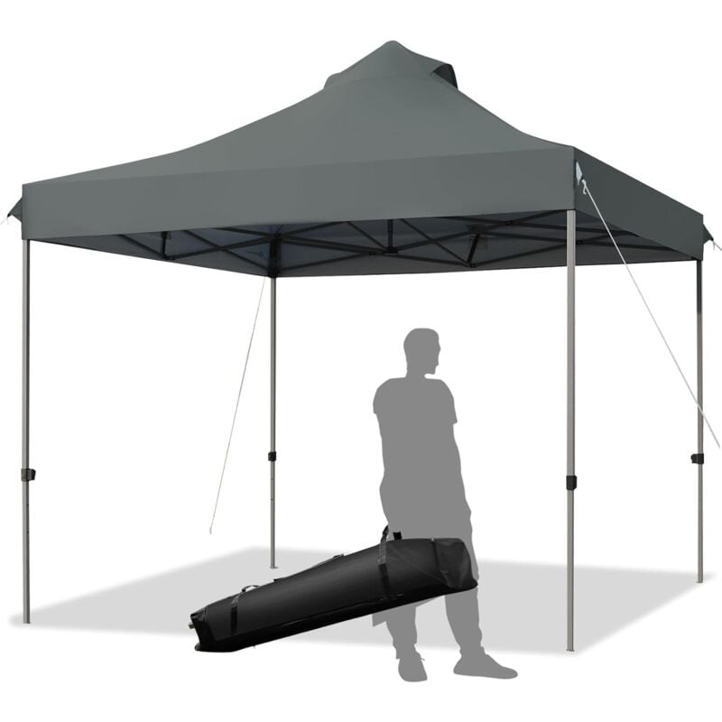 foto del prodotto costway gazebo pieghevole da giardino 3 x 3 m, gazebo da esterno con design pop up, borsa a ruote, 3 altezza regolabile, ideale per feste, giardino