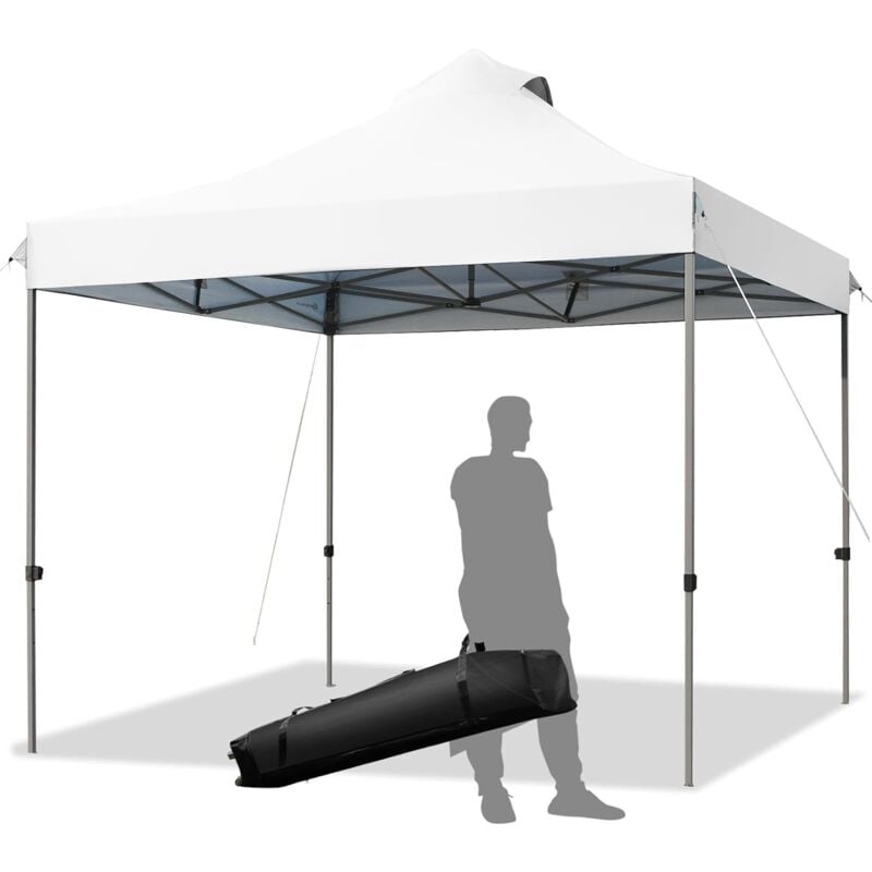 foto del prodotto costway gazebo pieghevole da giardino 3 x 3 m, gazebo da esterno con design pop up, borsa a ruote, 3 altezza regolabile, ideale per feste, giardino