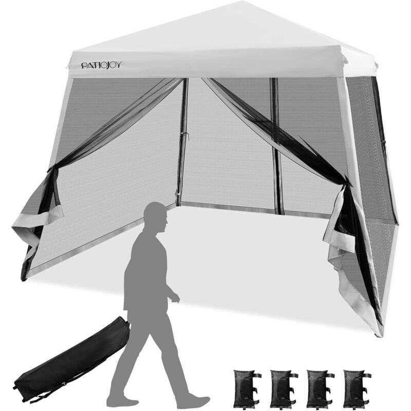 foto del prodotto costway gazebo pieghevole da giardino 3 x 3 m, impermeabile, altezza regolabile, gazebo da esterno con rete, per spiaggia, campeggio, patio, mercato,