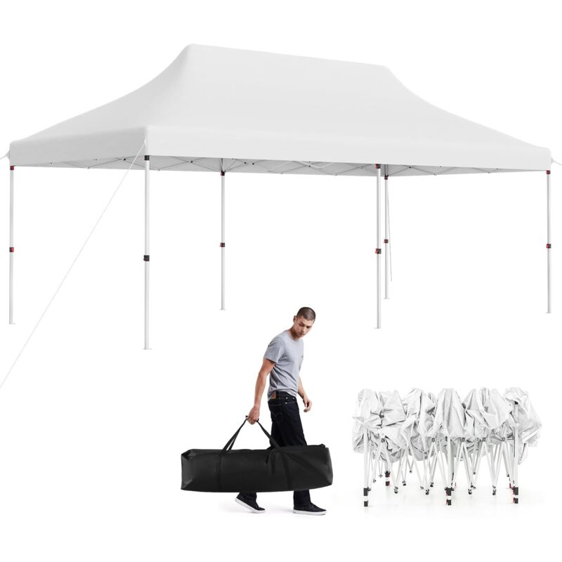 foto del prodotto costway gazebo pieghevole da giardino 3 x 6m, gazebo pop up con borsa da trasporto, regolabile in altezza, per feste, barbecue, giardino e spiaggia