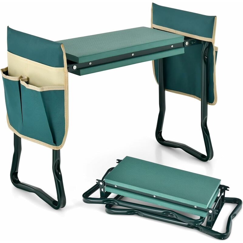 foto del prodotto costway inginocchiatoio da giardino 2 in 1, sgabello da giardino portatile e pieghevole per inginocchiare e sedere, sedile per giardinaggio con 2