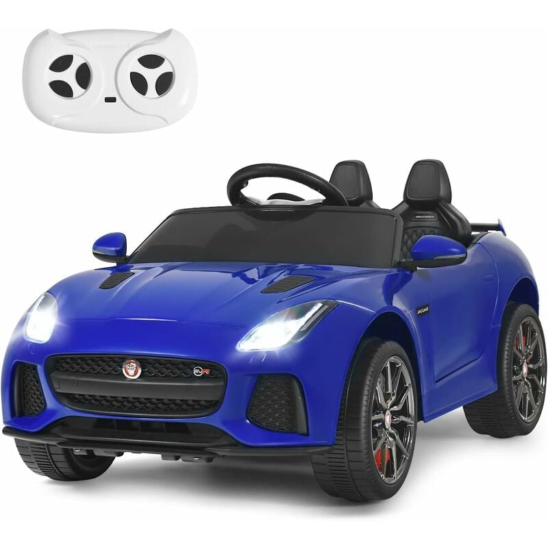 foto del prodotto costway jaguar auto elettrico 12 v per bambini, macchina elettrica con telecomando, avanti e indietro, velocit 3 5 km h blu 