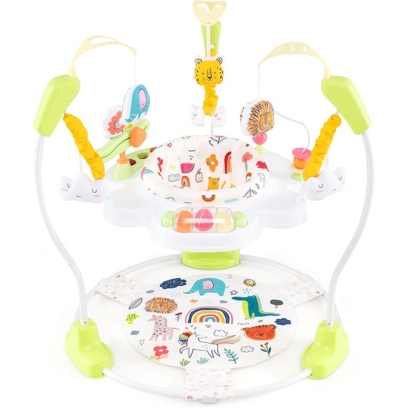 foto del prodotto costway jumperoo per bambini, centro attivit saltella con altezza regolabile, gioco saltellante con sedile girevole a 360 , saltarello per neonati