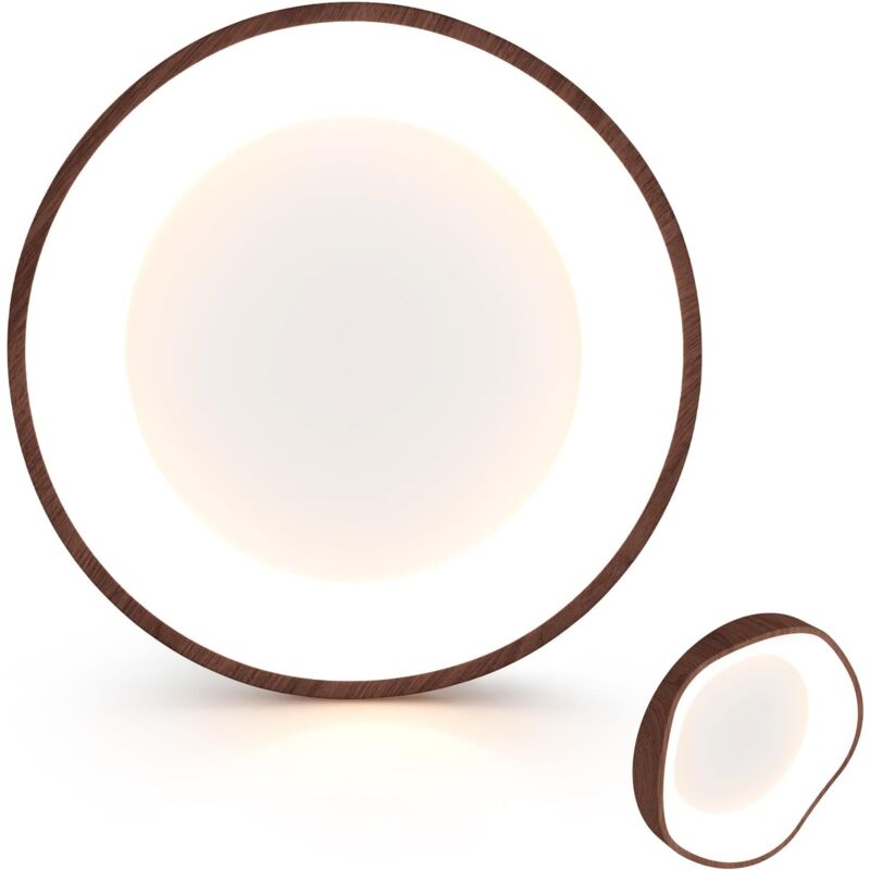 foto del prodotto costway lampada da soffitto led, plafoniera led moderna da 24w effetto legno con telaio in metallo 3000k, ideale per camera da letto, soggiorno,