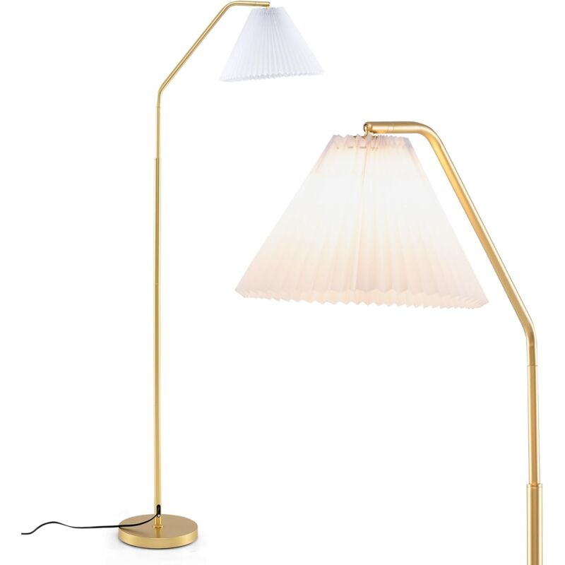 foto del prodotto costway lampada da terra ad arco con paralume e testa regolabile, piantana da terra interruttore a pedale, lampada da pavimento moderno per