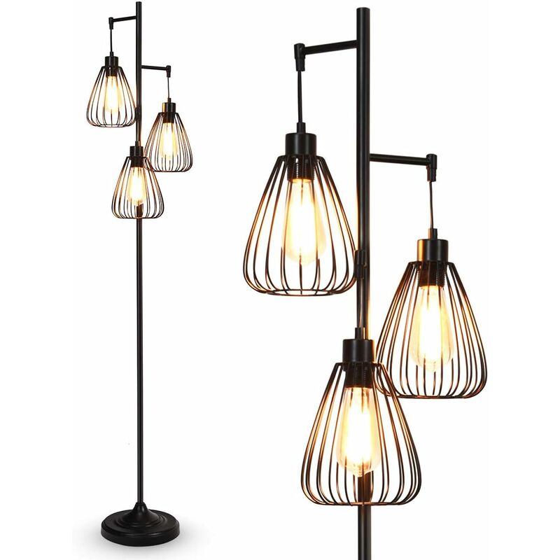 foto del prodotto costway lampada da terra vintage industriale, piantana elegante retr , per lampadine e27 non incluse, altezza 170cm, metallo, interrutore a pedale