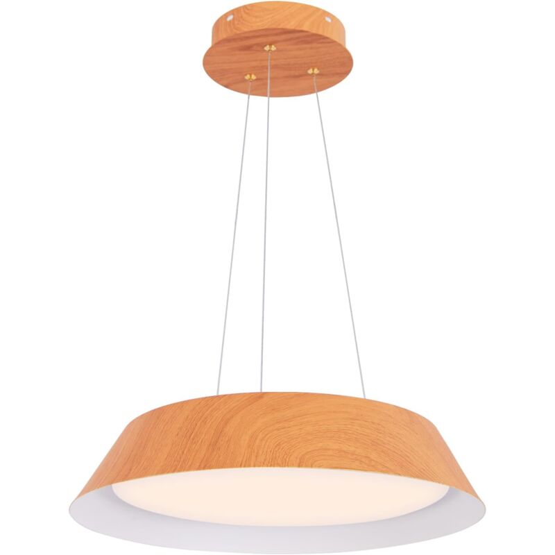 foto del prodotto costway lampadari a sospensione 3000k, lampada da soffitto moderna da 21 w con venature in legno, cornice in metallo, ideale per camera da letto,