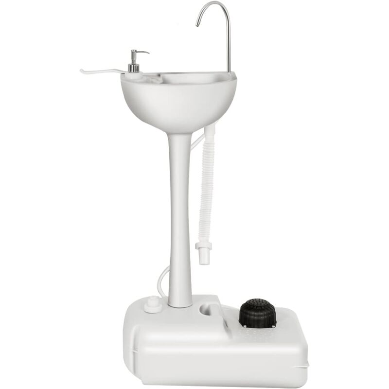 foto del prodotto costway lavandino da campeggio con pompa a pedale, lavandino portatile con serbatoio d acqua da 17l, dispenser sapone, portasciugamani e ruote