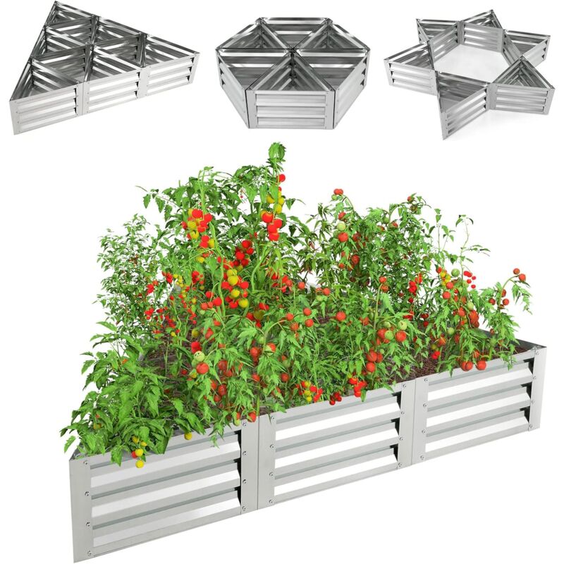 foto del prodotto costway letto da giardino rialzato galvanizzato triangolare, kit di 6 scatole metalliche per ortaggi, fiori e erbe, fioriera da giardino, cortile e
