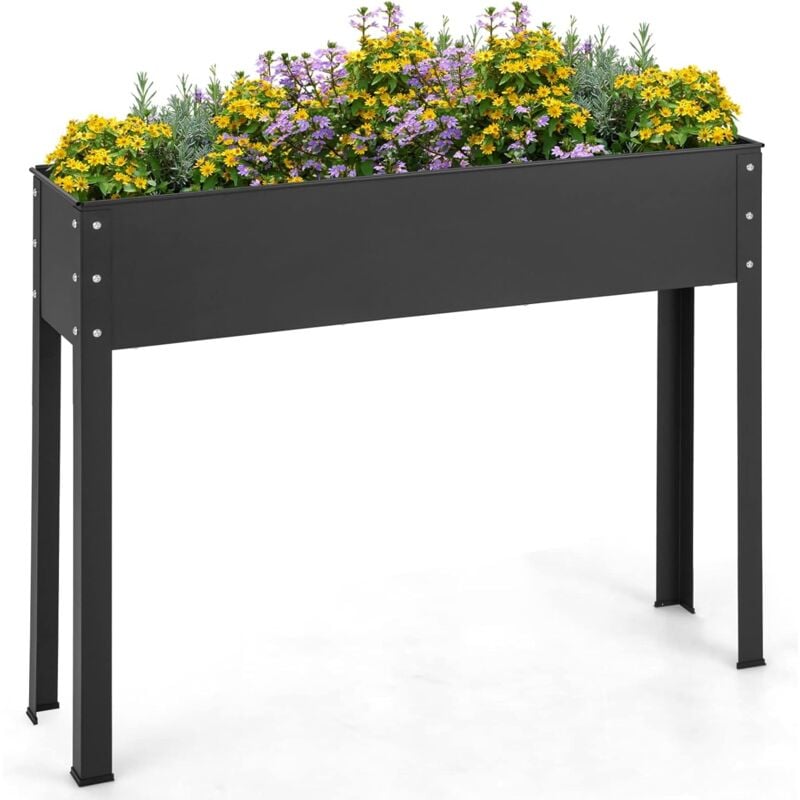 foto del prodotto costway letto rialzato da giardino da esterno ed interno, fioriera elevata con gambe, foro di drenaggio, aiula rialzata in metallo per fiori, erbe