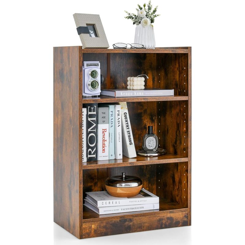 foto del prodotto costway libreria a 3 piani, scaffale multifunzionale con ripiani regolabili e dispositivo antiribaltamento, per soggiorno, camera da letto, studio,