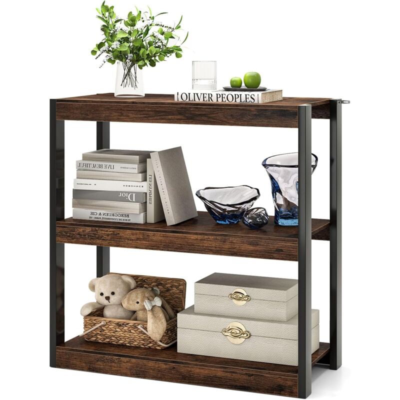 foto del prodotto costway libreria aperta a 3 ripiani, scaffale salvaspazio in legno anti ribaltamento, scaffale portaoggetti espositivo per camera da letto,