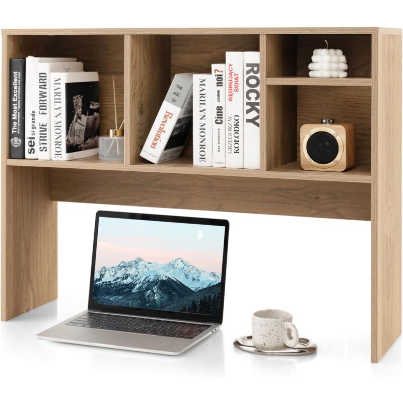 foto del prodotto costway libreria da scrivania per computer, scaffale da tavolo con 4 cubi e scomparto posteriore aperto, organizzatore di stoccaggio per scrivania,