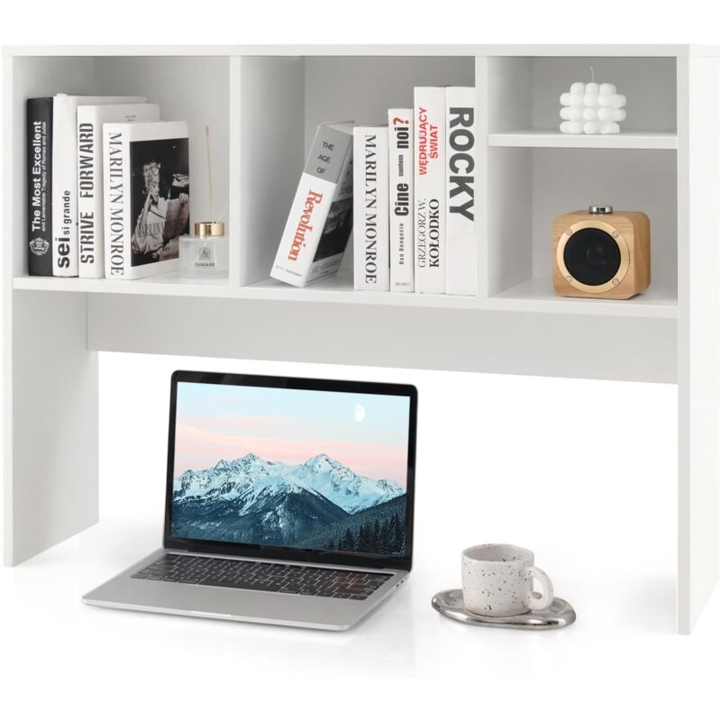 foto del prodotto costway libreria da scrivania per computer, scaffale da tavolo con 4 cubi e scomparto posteriore aperto, organizzatore di stoccaggio per scrivania,