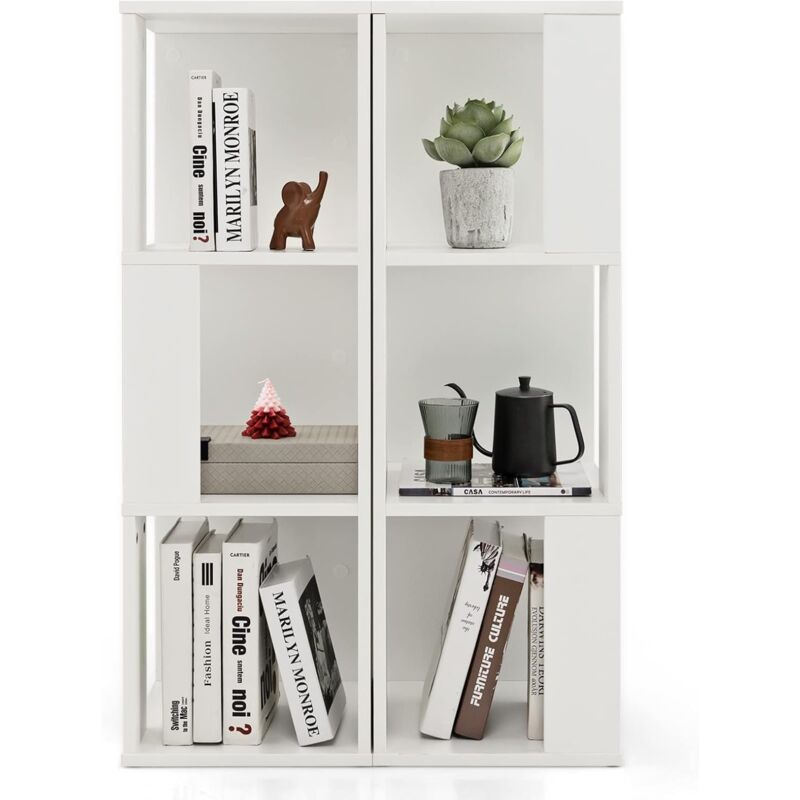 foto del prodotto costway libreria in legno a 3 livelli, scaffale espositivo con 6 scomparti, scaffale multifunzionale per soggiorno studio ufficio, 33x33x100,5cm