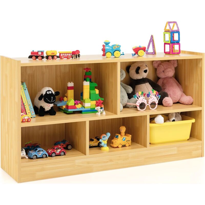 foto del prodotto costway libreria per bambini e organizer giocattoli, scaffale di legno con 5 scompartimenti, per stanza dei giochi camera dei bambini angolo di