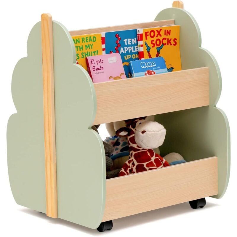 foto del prodotto costway libreria per bambini in legno, scaffale di stoccaggio a 2 livelli per bambini e bambine, organizzatore di libri e di giocattoli, ideale per