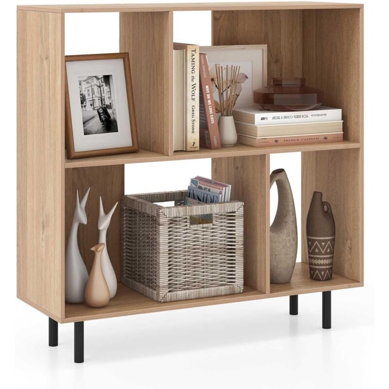 foto del prodotto costway libreria scaffale a 4 cubi aperti, libreria basso in legno salvaspazio, scaffale espositivo per camera da letto, soggiorno, salotto,