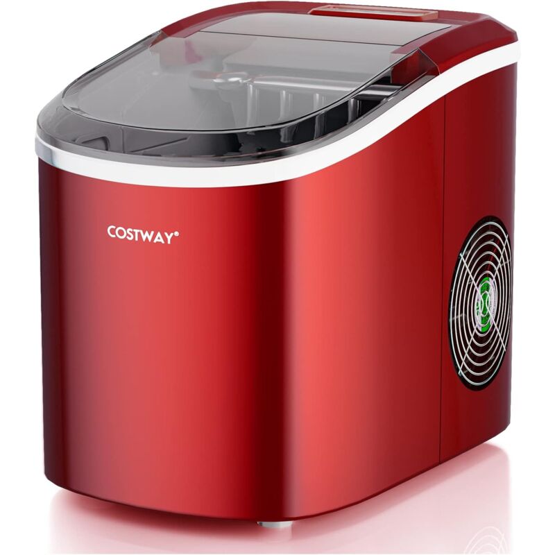 foto del prodotto costway macchina del ghiaccio, macchina 2,2 l per cubetti di ghiaccio a forma di proiettile, pronti in 6 minuti, 12 kg 24 ore, cucchiaio