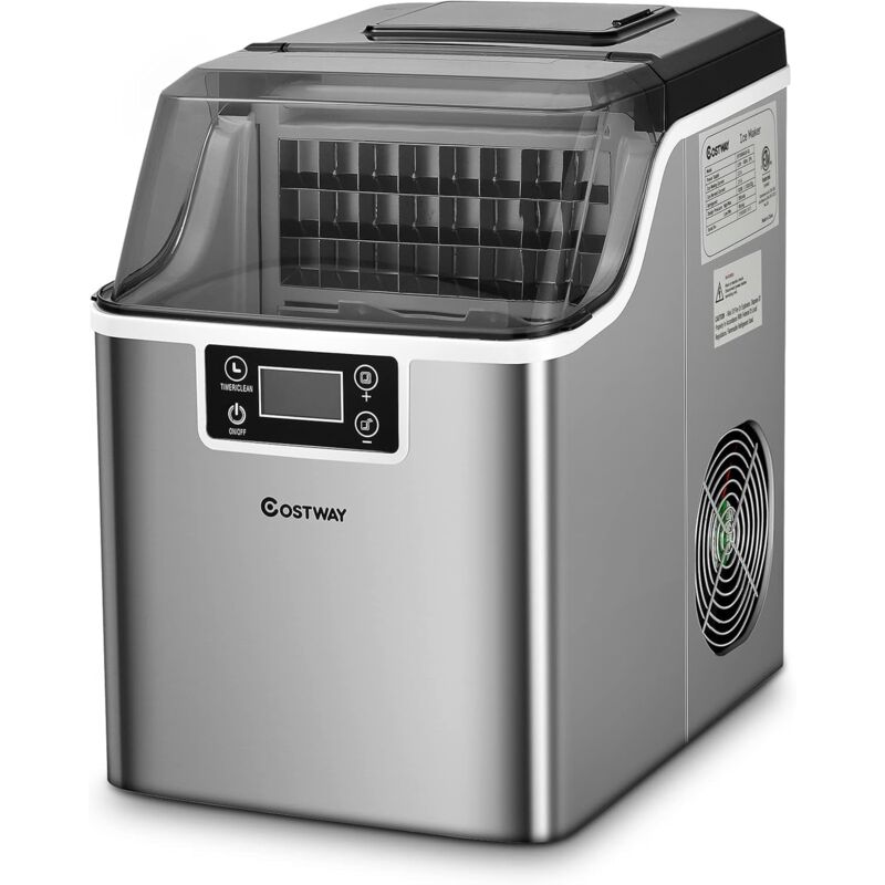 foto del prodotto costway macchina del ghiaccio, macchina del ghiaccio elettrica con superficie forata, con cucchiaio porzionatore, 24 cubetti 15 minuti, 3,2 l,