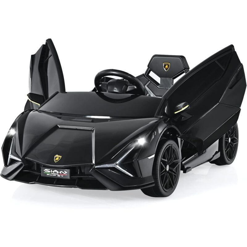 foto del prodotto costway macchina elettrica lamborghini per bambini da 12v, veicolo elettrico cavalcabile con luci led mp3 telecomando, fino a 5km h, 3 anni nero 