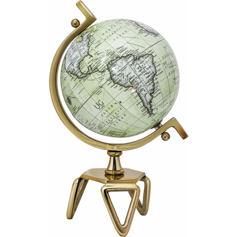 foto del prodotto costway mappamondo 18 21 26 cm, mappamondo interattivo educativo con supporto in metallo, meridiano in metallo, mappamondo vintage rotante