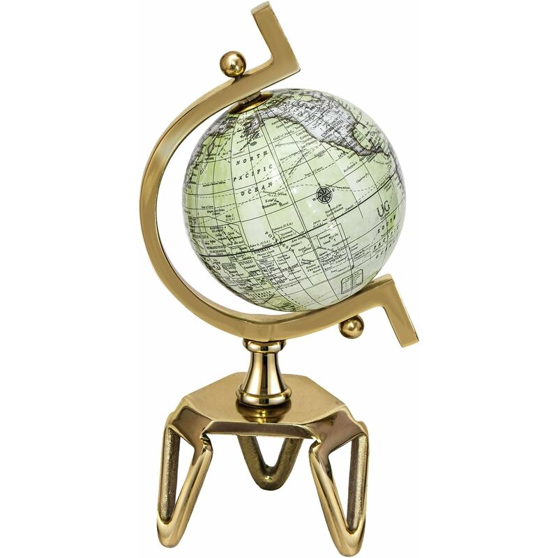 foto del prodotto costway mappamondo 18 21 26 cm, mappamondo interattivo educativo con supporto in metallo, meridiano in metallo, mappamondo vintage rotante