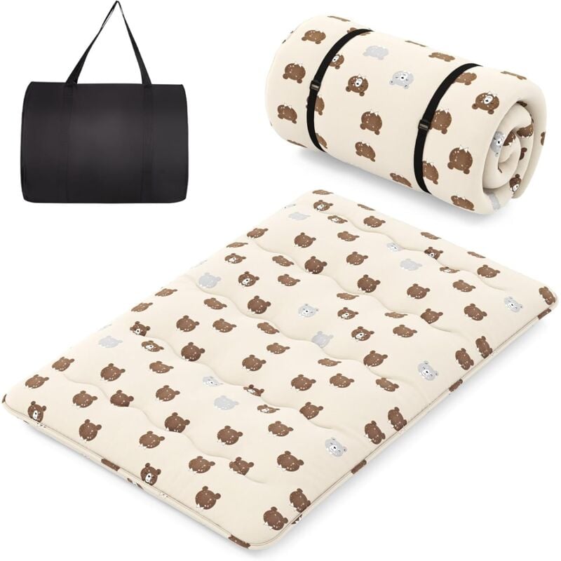 foto del prodotto costway materasso futon pieghevole, materasso portatile con sacca da trasporto per camping, materasso da terra con copertura lavabile 200 x 140