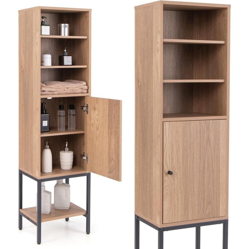 foto del prodotto costway meuble colonne de salle de bain, armoire haute, meuble wc rangement, grand placard, 3 compartiments, tag re r glable, 38 x 30 x 145 cm