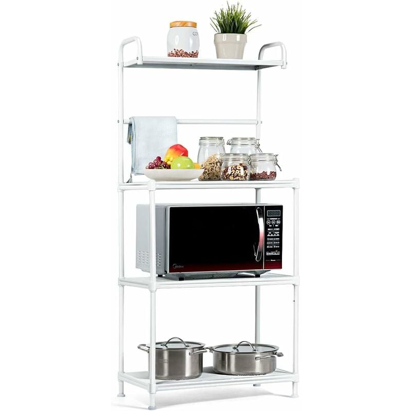 foto del prodotto costway microonde scaffale da cucina per microonde in metallo a 4 ripiani, carrello per microonde scaffalatura organizzatore portaoggetti, 60 x 34,5