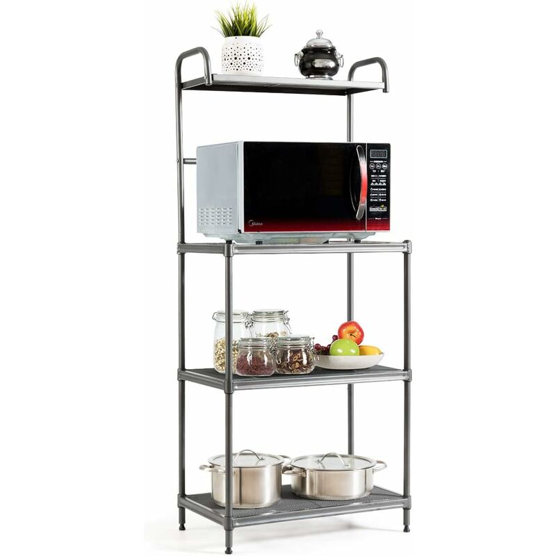 foto del prodotto costway microonde scaffale da cucina per microonde in metallo a 4 ripiani, carrello per microonde scaffalatura organizzatore portaoggetti, 60 x