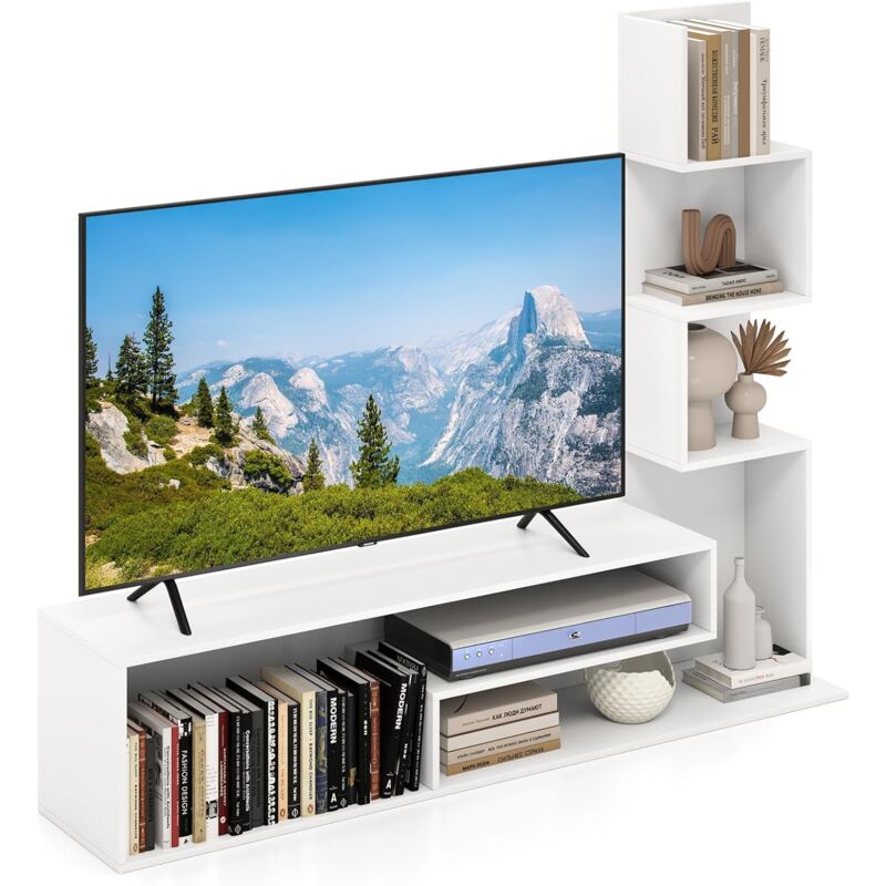 foto del prodotto costway mobile per tv a cubi per tv fino a 50, tavolo console media con mensole di stoccaggio a forma di l e scomparti aperti, centro di