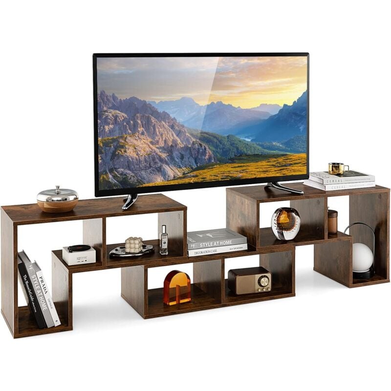 foto del prodotto costway mobile porta tv con ripiani aperti, per tv fino a 65 pollici, mobile tv di legno per salone, camera da letto, corridoio, facile da montare,