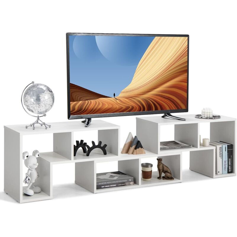 foto del prodotto costway mobile porta tv con ripiani aperti, per tv fino a 65 pollici, mobile tv di legno per salone, camera da letto, corridoio, facile da montare,
