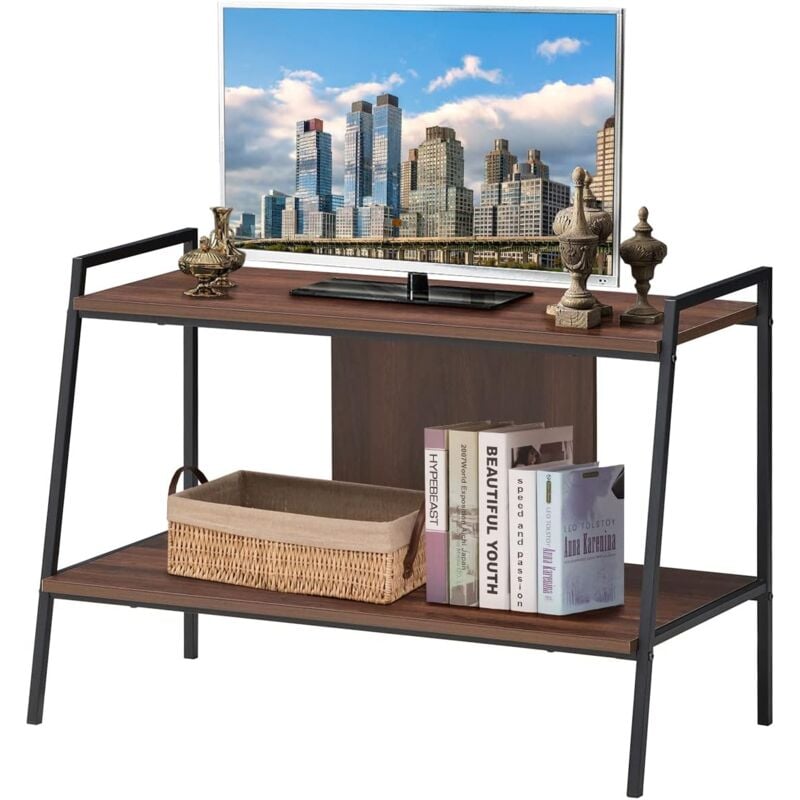 foto del prodotto costway mobile porta tv, scaffale a 2 livelli con ripiani di stoccaggio, ideale per tv fino a 32 pollici, 89x43x60 cm