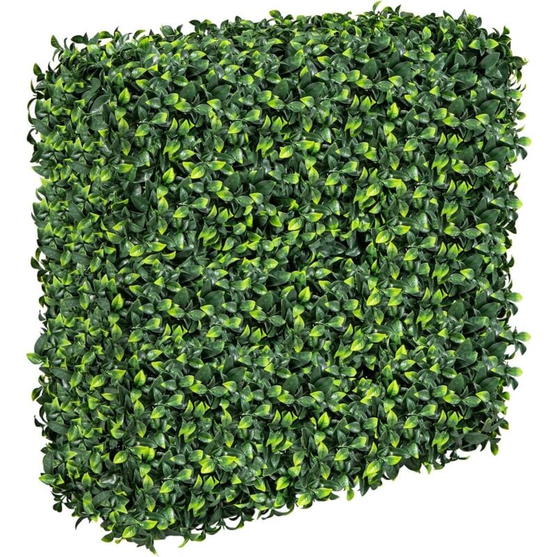 foto del prodotto costway muro di piante artificiale con foglie realisiche in pe, pannello di erba finta con tubo in alluminio, pannelli di bosso artificiale per