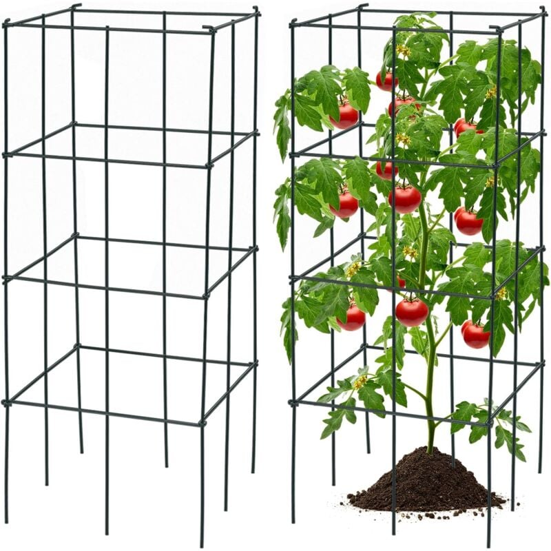 foto del prodotto costway obelisco da giardino per piante rampicanti, 4 pezzi di supporto per piante da giardino in metallo antiruggine, traliccio per uva, peperoni,