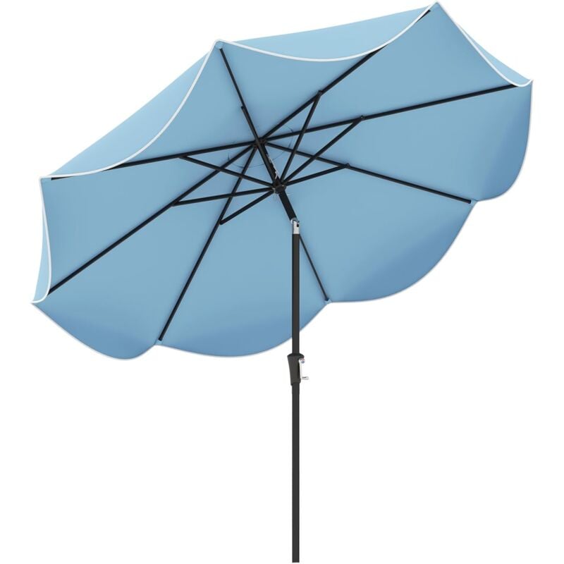 foto del prodotto costway ombrellone da giardino 280 cm con manovella, ombellone da spiaggia con inclinazione a pulsante, ombrelone con tetto protettivo a 2 livelli,