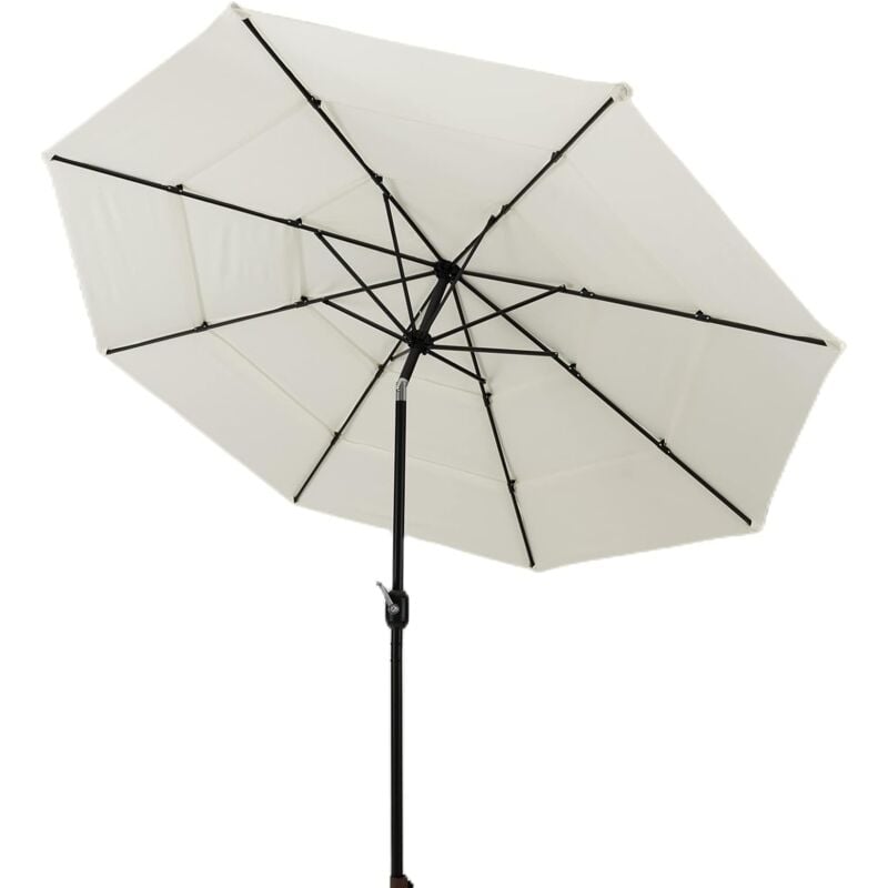 foto del prodotto costway ombrellone da giardino 3x3 m a 3 livelli, ombrellone da esterno con doppia ventilazione inclinazione a pulsante manovella manuale e 8