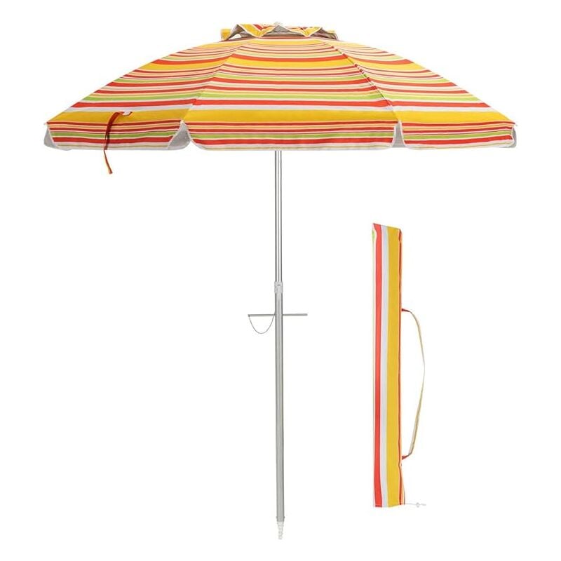 foto del prodotto costway ombrellone da spiaggia 198cm, ombrello parasole da esterno, ombrellone portatile con borsa di trasporto, protezione solare, arancione e