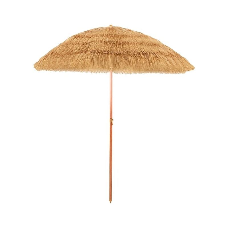 foto del prodotto costway ombrellone da spiaggia 200 cm, ombrello tiki di paglia con 8 stecche in metallo e angolo regolabile, per spiaggia, cortile, piscina,