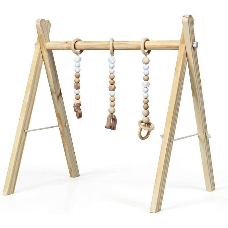 foto del prodotto costway palestrina per bambini, palestrina con giocattoli per dentizione sviluppo cerebrale stimolazione sensoriale, pieghevole, in legno, per