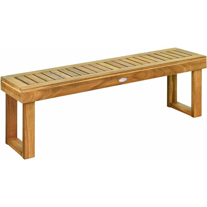foto del prodotto costway panca in legno di acaica, panchina da giardino senza schienale, ideale per sala da pranzo ingresso piscina giardino con traversa di