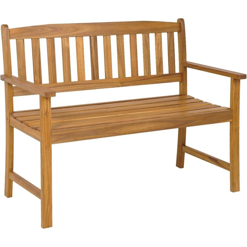 foto del prodotto costway panchina da giardino in legno di acacia per esterni con schienale, braccioli, sedile a doghe, panca per veranda, parco e cortile, portata