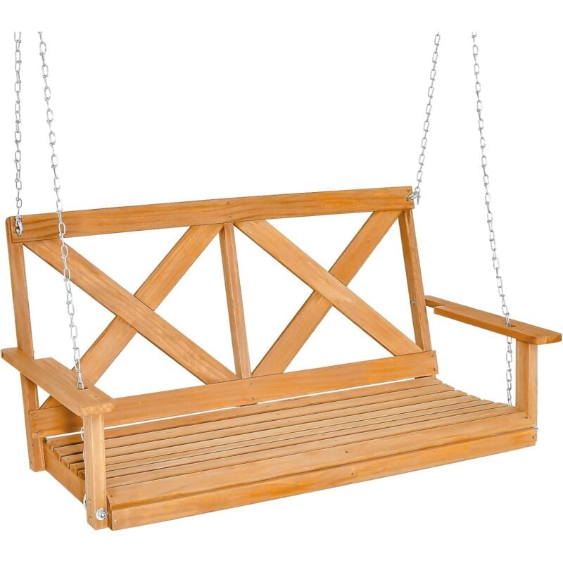 foto del prodotto costway panchina sospesa da esterno con portabicchieri, dondolo sospeso da esterno con 2 posti e catene regolabili, da giardino terrazza balcone,