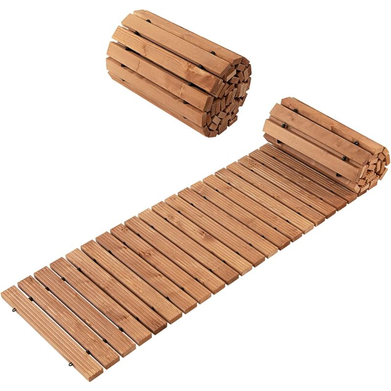foto del prodotto costway passerella arrotolabile per giardino, vialetto con filo di ferro e consistenza antiscivolo resistente alle intemperie, percorso in legno