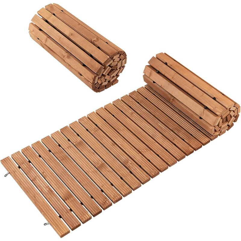 foto del prodotto costway passerella arrotolabile per giardino, vialetto con filo di ferro e consistenza antiscivolo resistente alle intemperie, percorso in legno