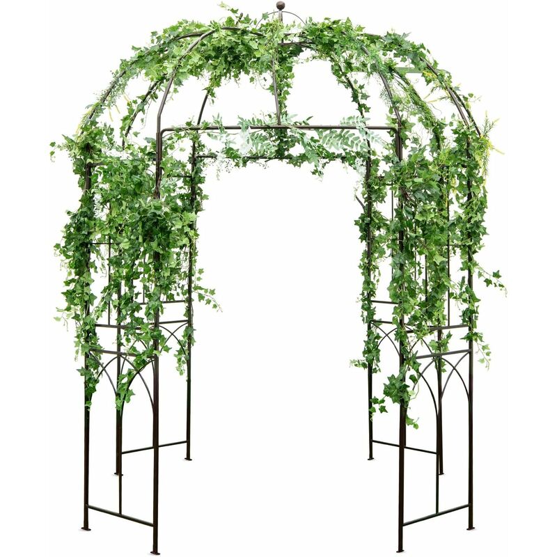 foto del prodotto costway pergola da giardino a forma di gabbia d uccello, pergole ad arco in metallo per piante rampicanti, ideale per matrimoni, feste e cerimonie,